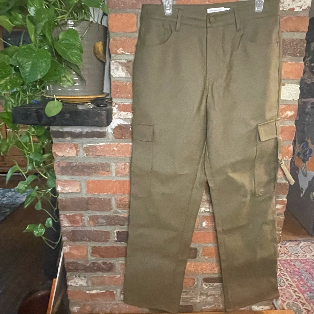 Green Leather Cargo Pants